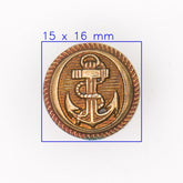 Metalen Anker Knoop - 15x16 mm Brons met Schacht Knopen KNP00192